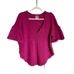 We the Free Free People Oversized Raw Edge Textured Cuffed Boho Casual Top